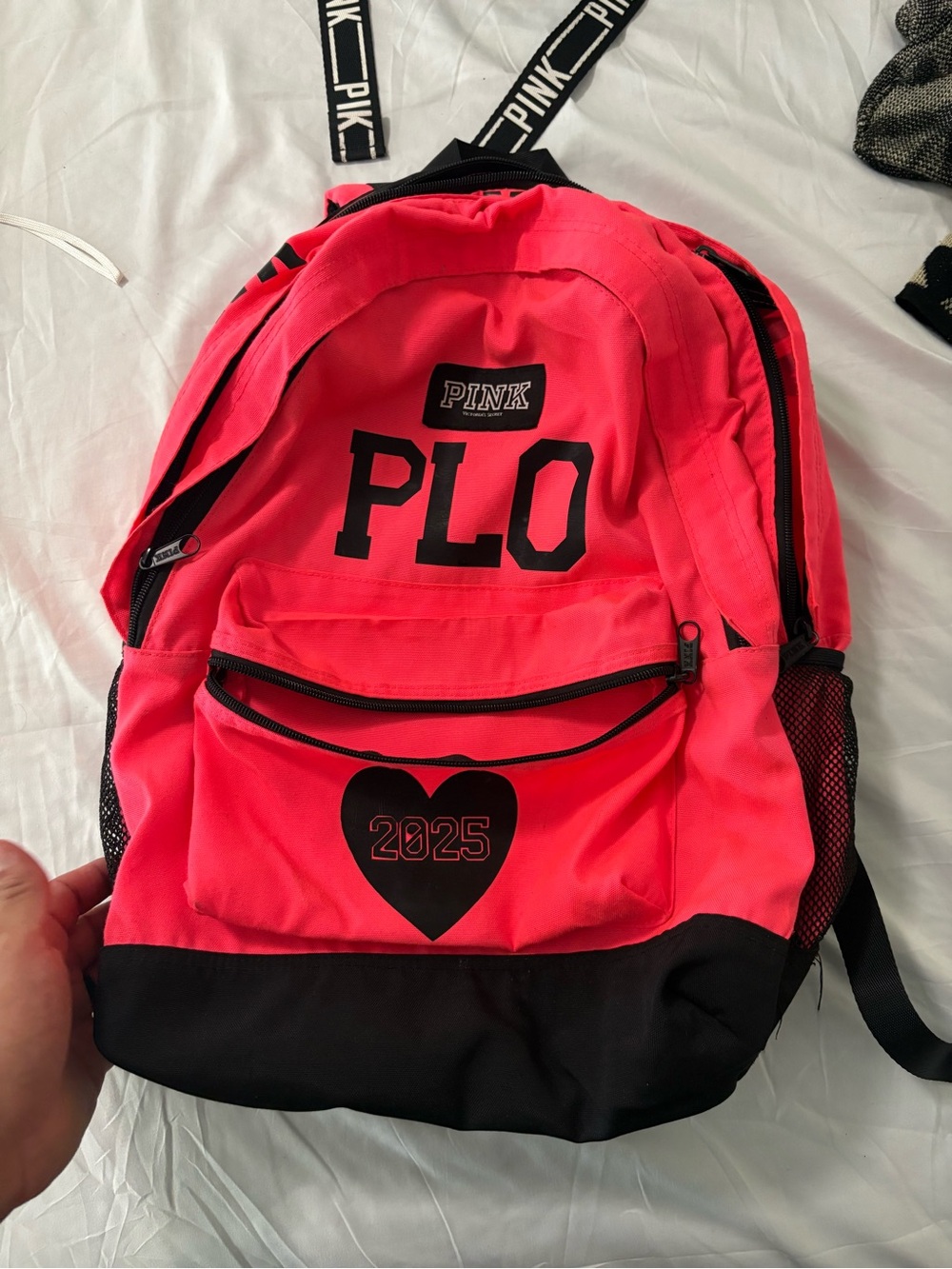 PINK Victoria's Secret Neon Pink and Black PLO Backpack